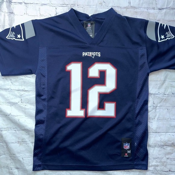 NWOT Youth Med (10/12) NFL Players Team Apparel Brady #12 SS Football Jersey